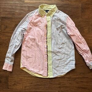 POLO Ralph Lauren Boys Size Medium 10/12 Cotton Shirt Pastel Stripe 90s Easter